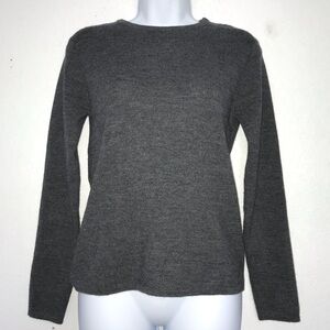 Sarah Spencer Crew Neck 100% Wool Womens Sweater S Gray